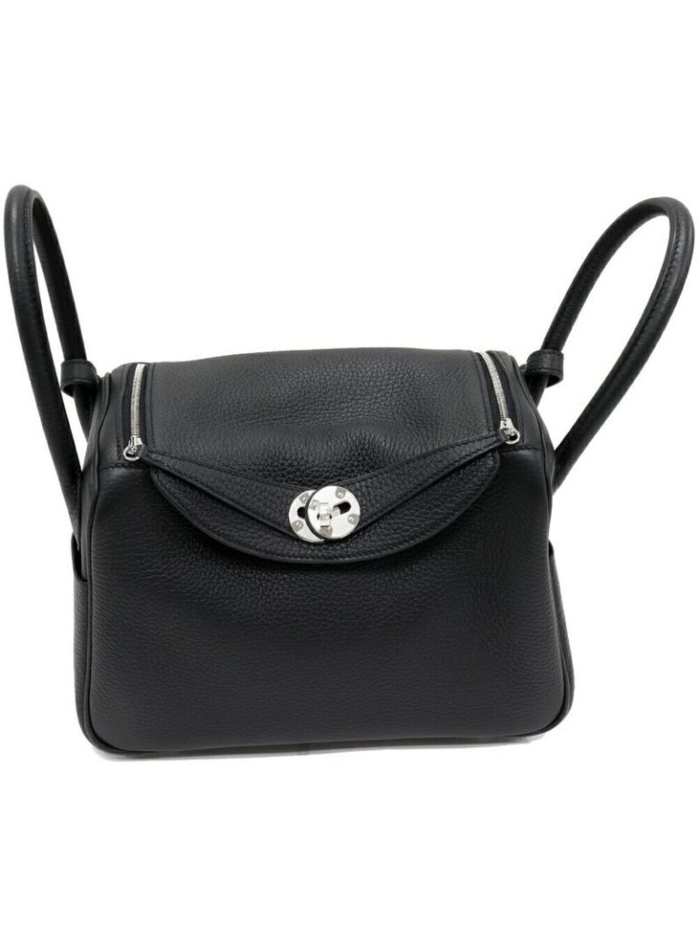 Hermes Shoulder Bag Handbag Lindy 26 Taurillon Clemence Mance Black Palladium